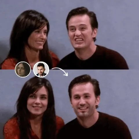 Sample video face swap before-and-after preview
